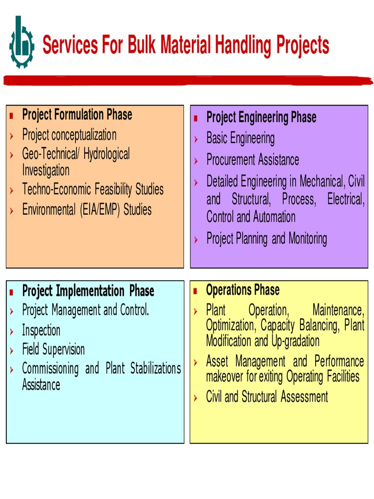 Services For Bulk Material Handling Projects Project Formulation Phase Project Engineering