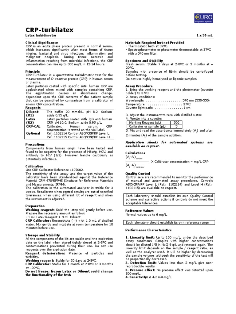 CRPTurbilatex A Quantitative Turbidimetric Test for Measuring C