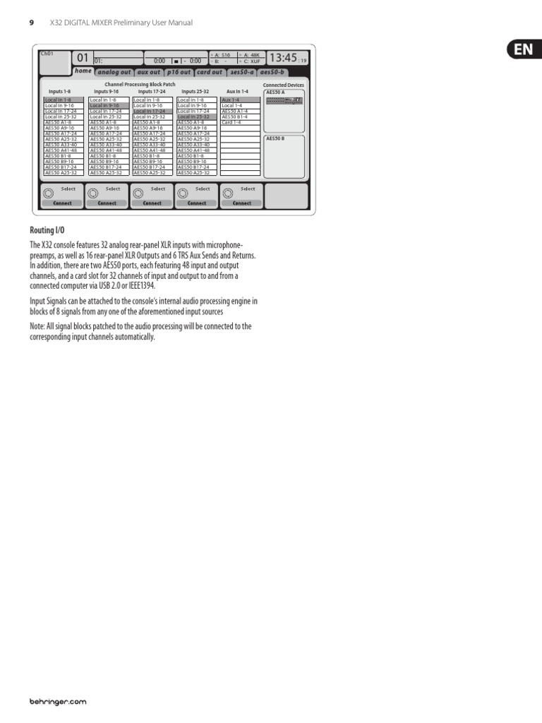 Behringer Digital Mixer x32 User 9 PDF Sound Technology Audio Electronics