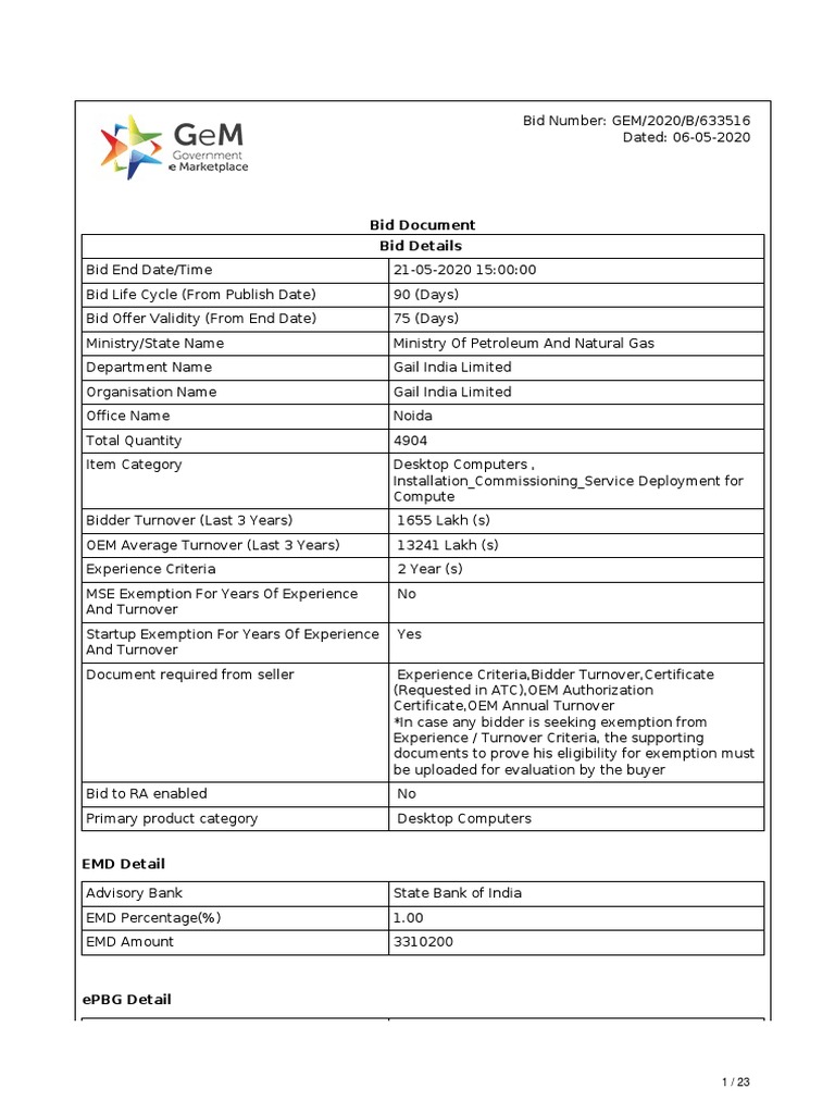 Bid Document Bid Details | PDF | Solid State Drive | Advanced Micro Devices
