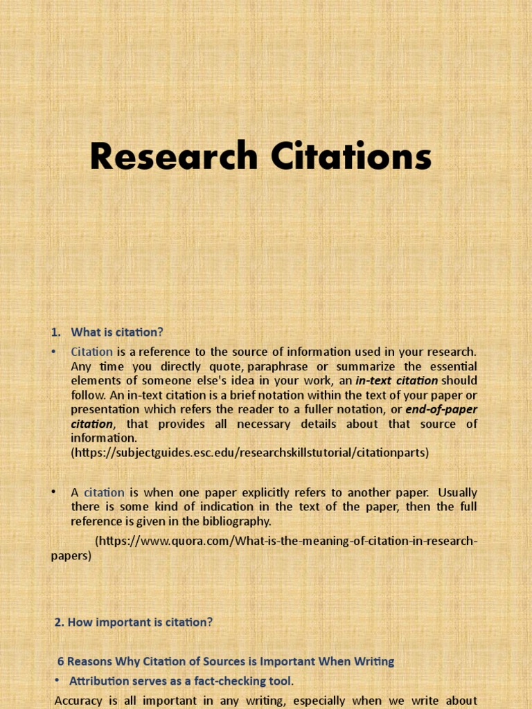 Research Citations | PDF | Apa Style | Citation