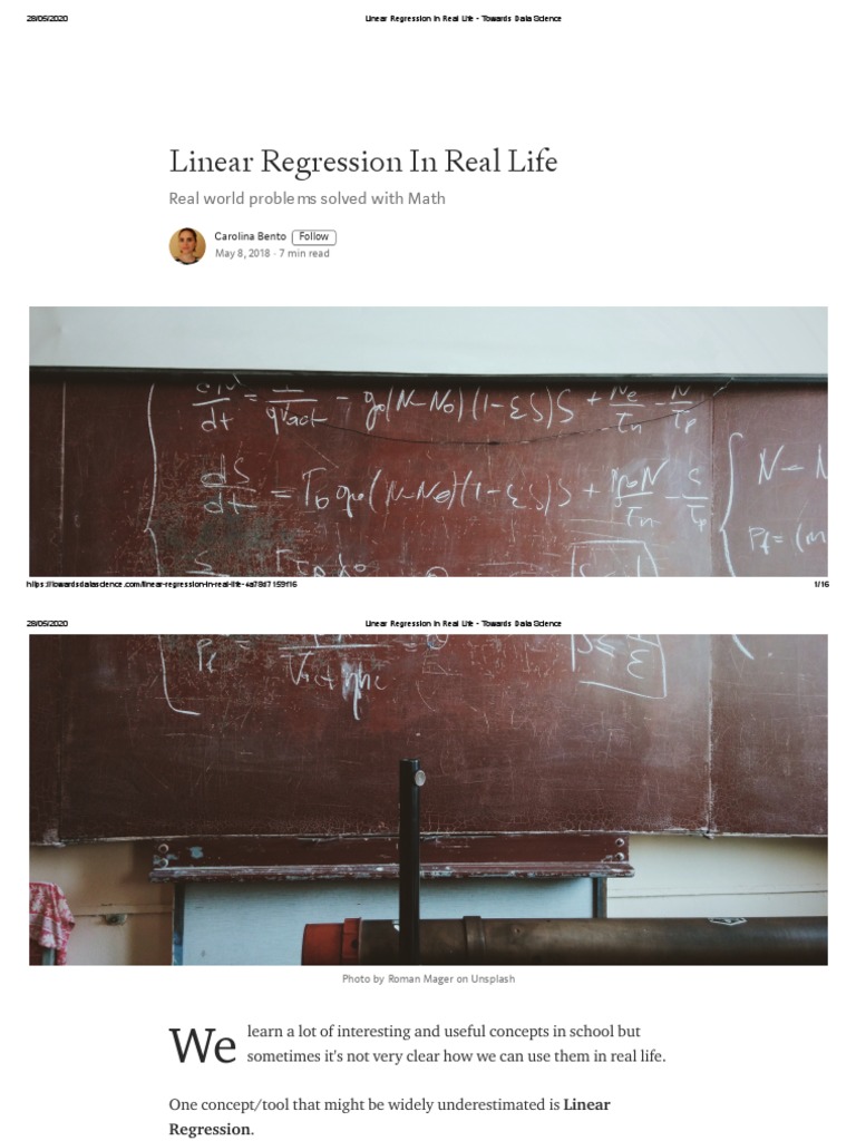 Linear Regression in Real Life Towards Data Science PDF Ordinary Least Squares