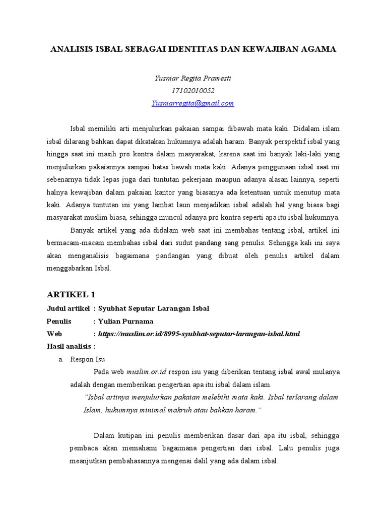 Hukum Isbal dalam Islam: Analisis dan Pandangan | PDF | Agama ...