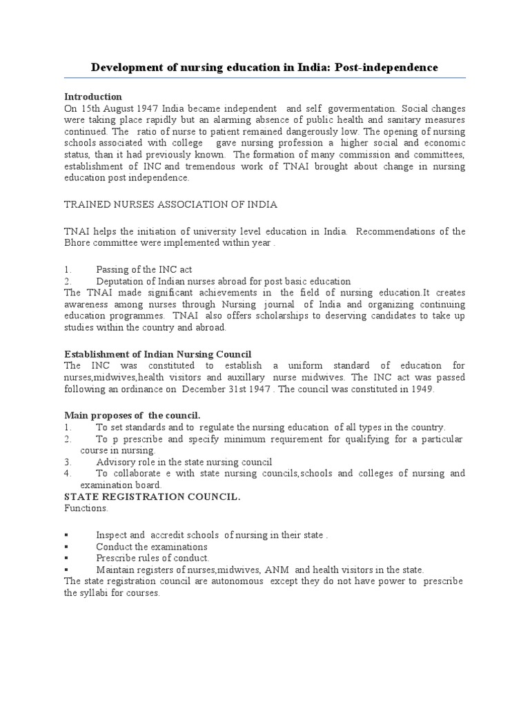 TRENDS IN DEVELOPMENT OF NURSING EDUCATION IN INDIA PDF visual data 3