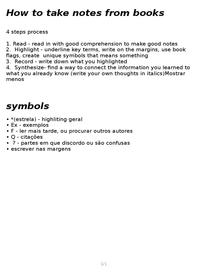 Effective Book Note-Taking Guide | PDF