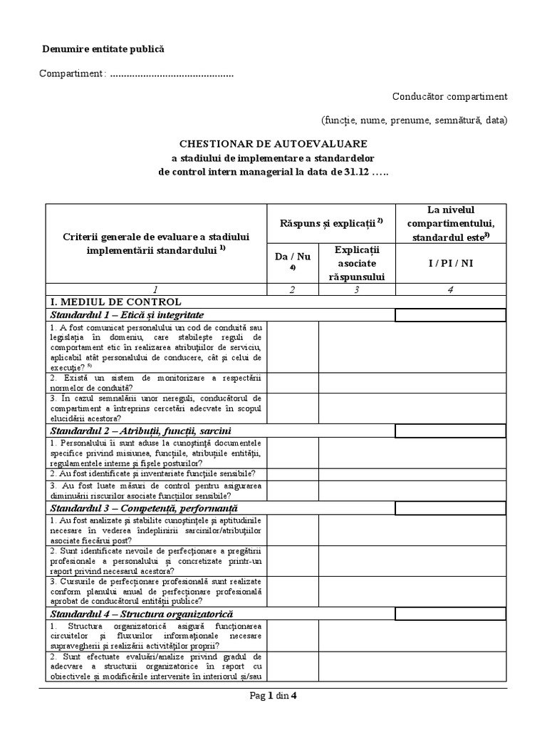 Formular Chestionar de Autoevaluare.17.03.2020 | PDF