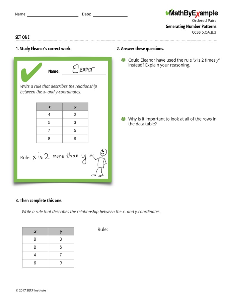 Mathbye Ample: Generating Number Patterns Set One 2. Answer These ...