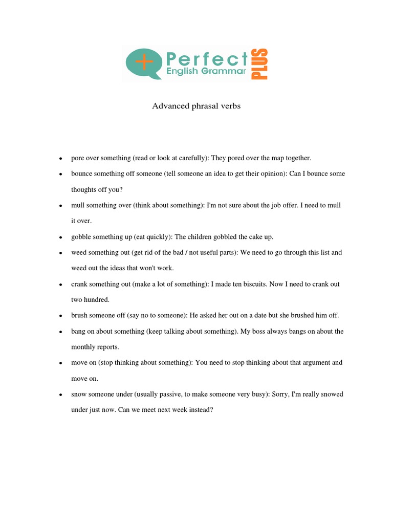 Advanced Phrasal Verbs Pdf