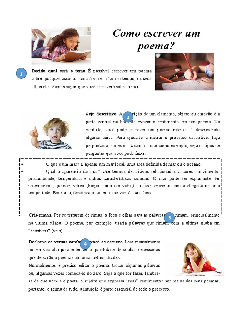 Como Escrever um Poema Passo a Passo | PDF | Artes Linguísticas e ...