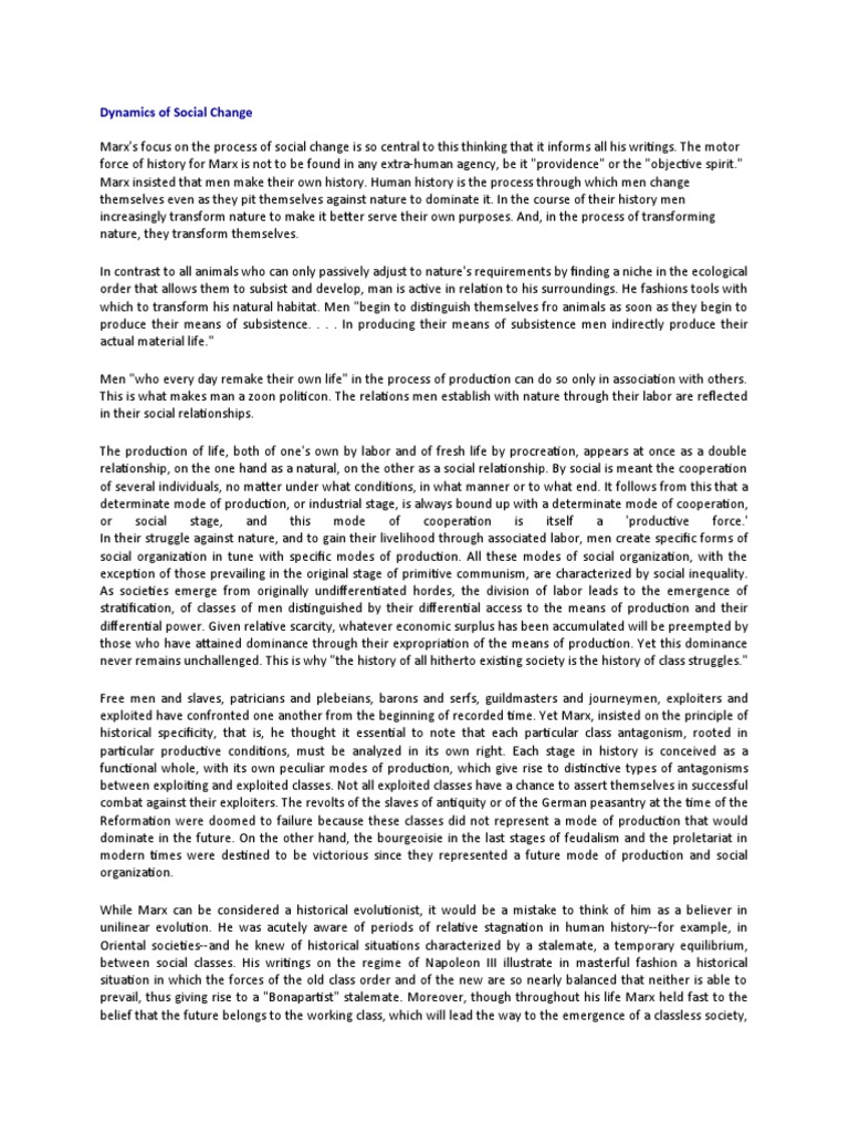Marx's Theory of Social Change Explained | PDF | Karl Marx | Class Conflict