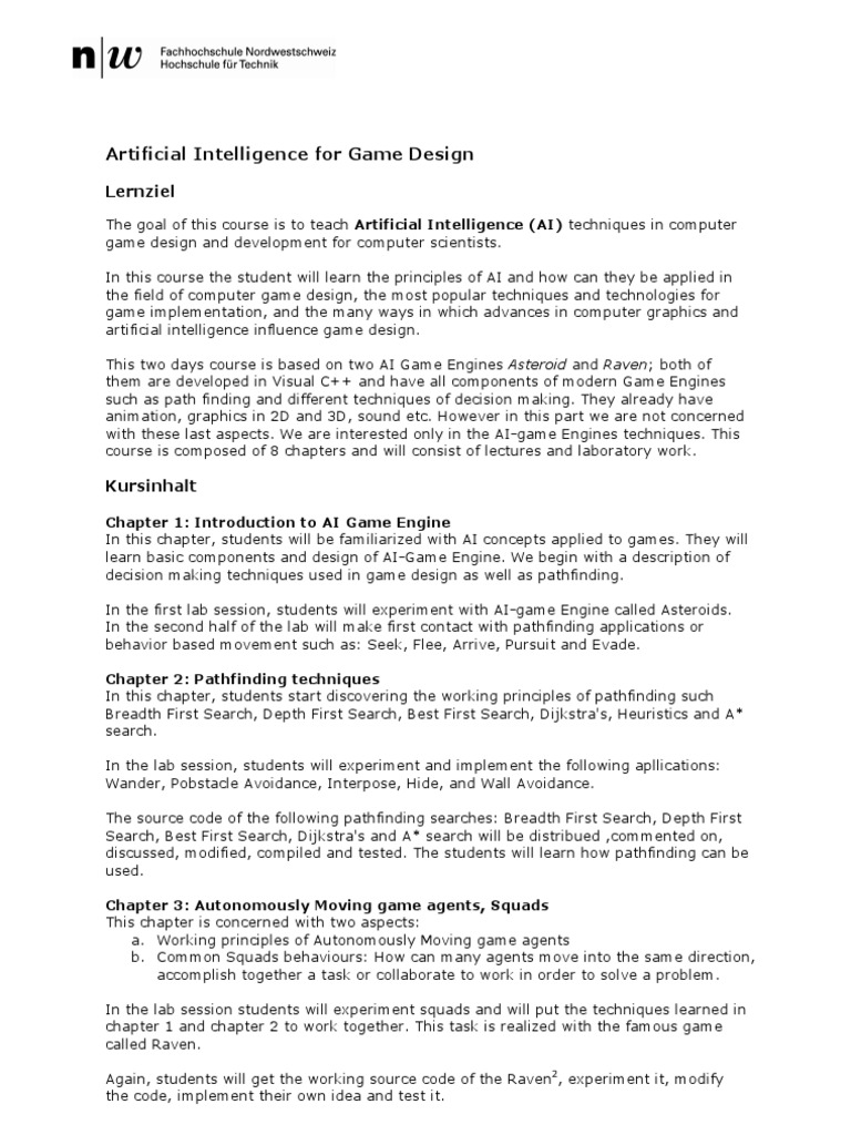 Artificial Intelligence For Game Design | PDF | Artificial Intelligence ...