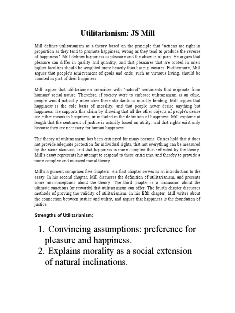 JS Mill, Utilitarianism | PDF | Utilitarianism | John Stuart Mill