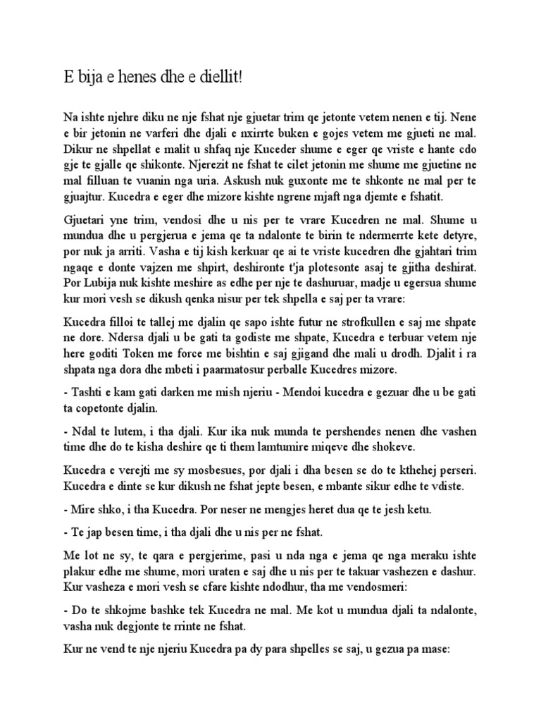 E Bija e Henes Dhe e Diellit | PDF