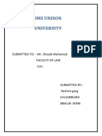 Ims Unison University: SUBMITTED TO: - Mr. Shoaib Mohamad Faculty of Law Iuu