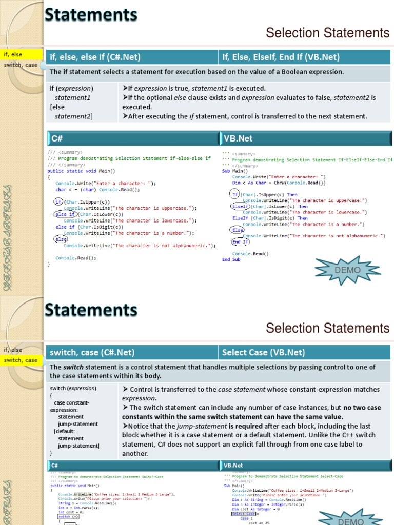 Selection Statements: If, Else Switch, Case | PDF | Array Data Type ...