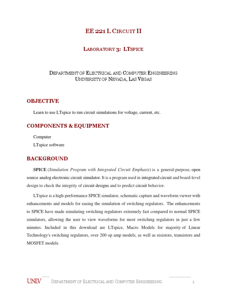 LTspice Circuit Simulation Lab Guide | PDF | Spice | Electronic Circuits