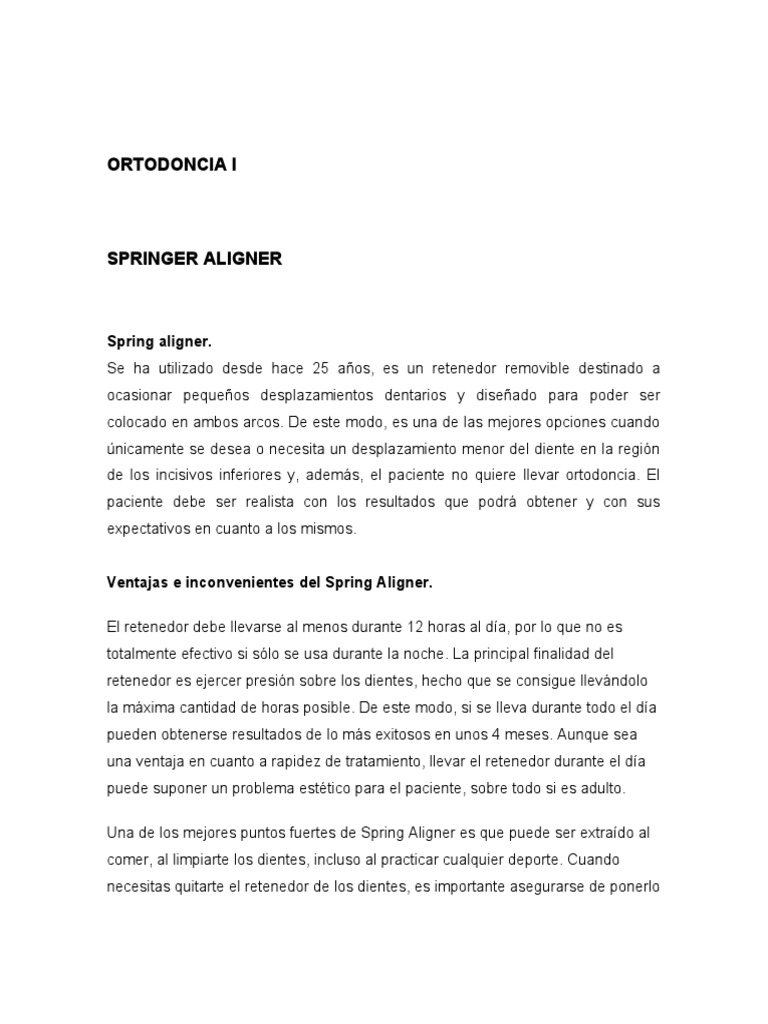 Ventajas del Spring Aligner en Ortodoncia | PDF | Ortodoncia ...