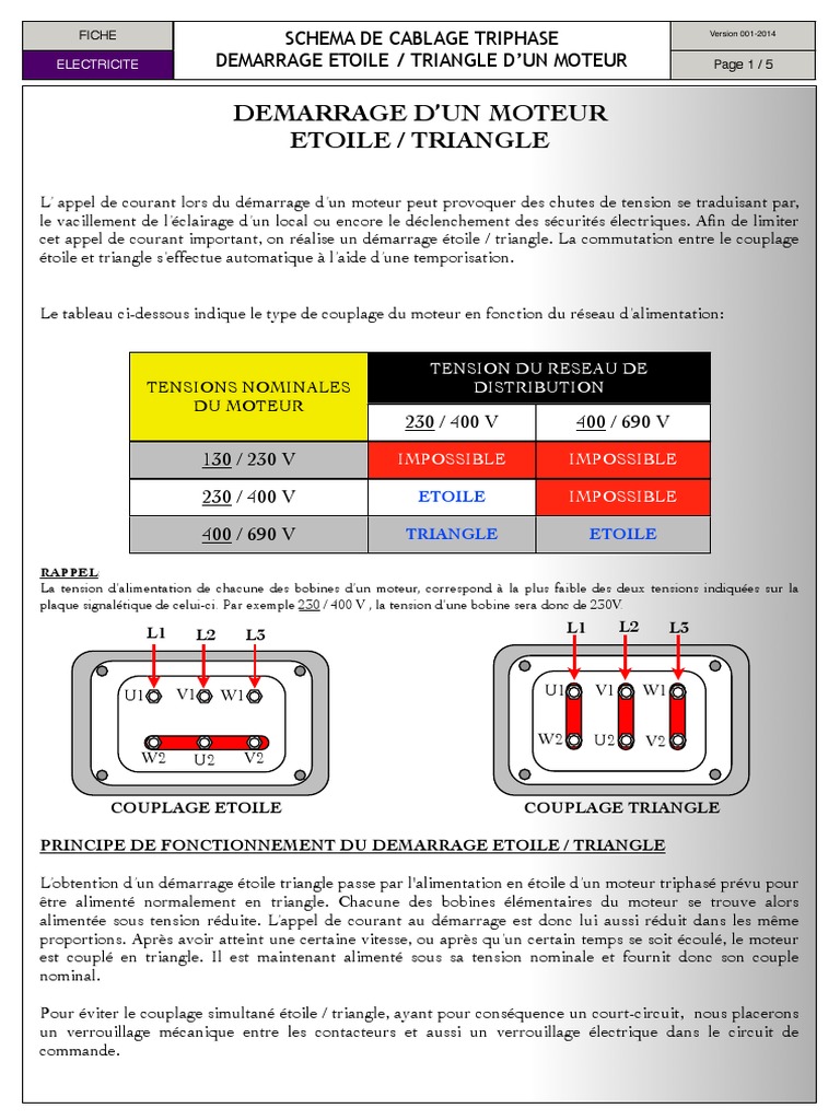 Démarrage Moteur Étoile/Triangle PDF Réseau électrique Puissance — free download
