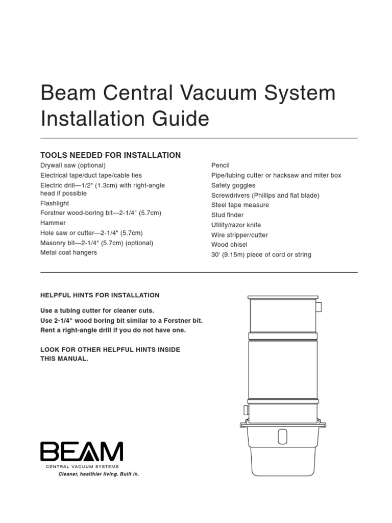 Beam Central Vacuum System Installation Guide: Tools Needed For ...