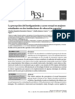 La Percepción Del Hostigamiento y Acoso Sexual en Mujeres Estudiantes en Dos Instituciones de Educación Superior