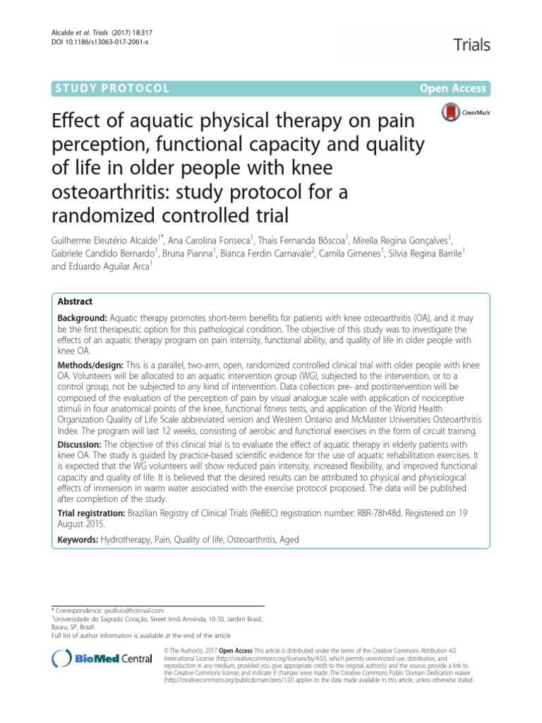 Effect of Aquatic Physical Therapy On Pain Perception, Functional ...