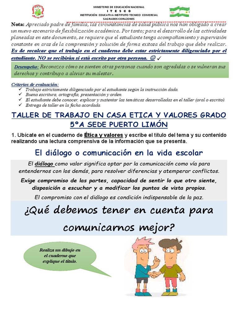 Taller de Etica Grado Quinto | PDF | Educación avanzada