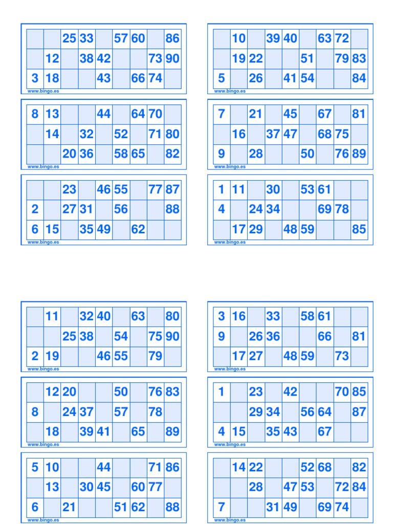 Cartones Bingo 80 Bolas Cartones Bingo 90 Bolas PDF | PDF | Ajedrez | Juegos y actividades
