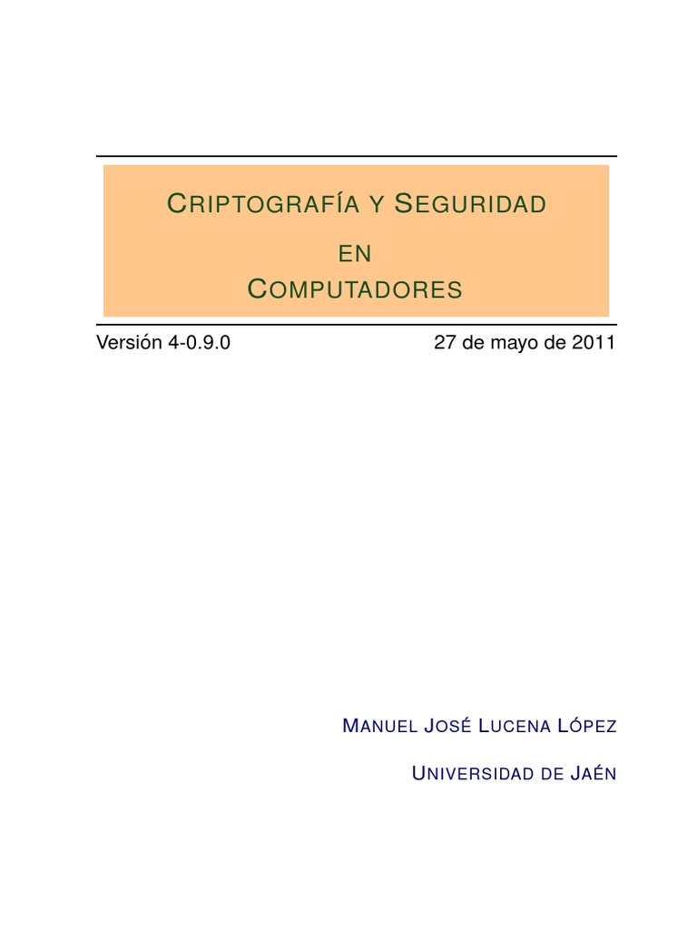 Criptografía Y Seguridad Informática Pdf Criptografía Informática