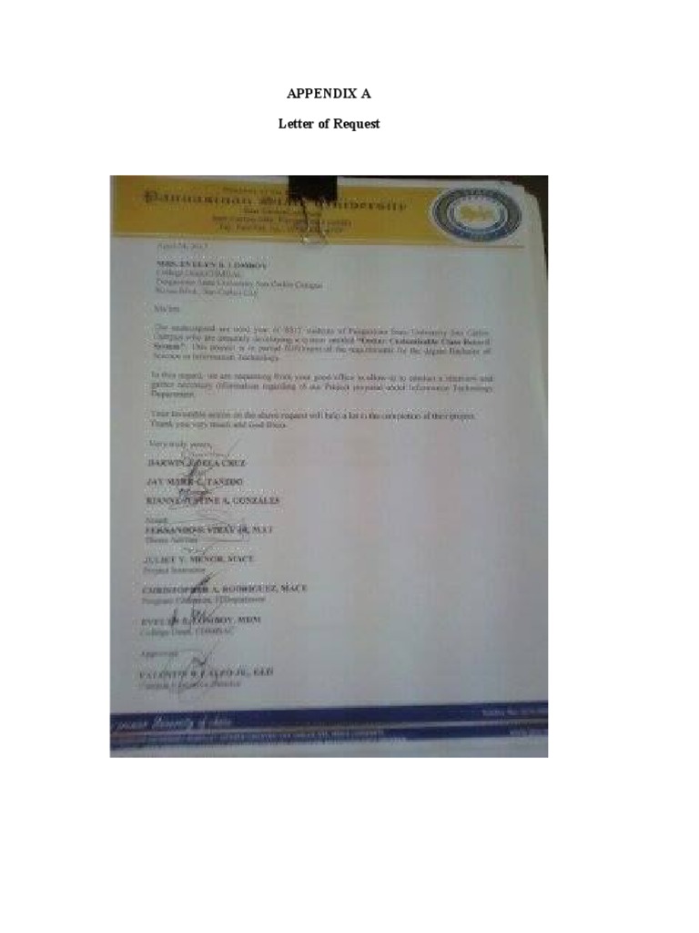 Appendix A Letter of Request | Descargar gratis PDF | Information ...