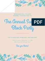 Blue and Pink Floral Bordered Block Party Poster PDF