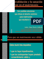 Convalidacion y Sanacion del Matrimonio