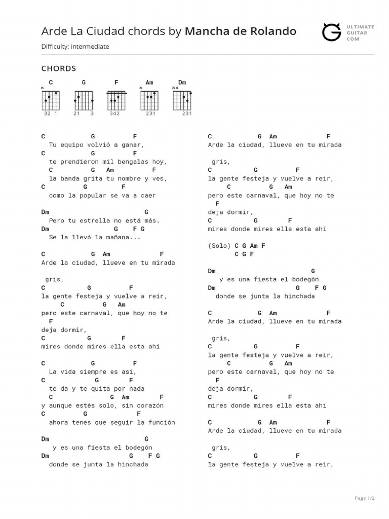 Arde La Ciudad Chords | PDF