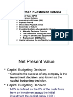 NPV and Other Investment Criteria 2019