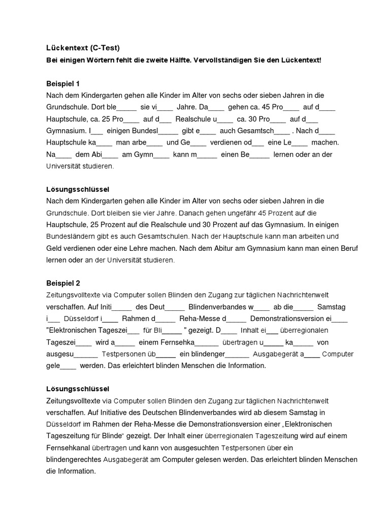 Muster - C-Test - TU Dresden | PDF