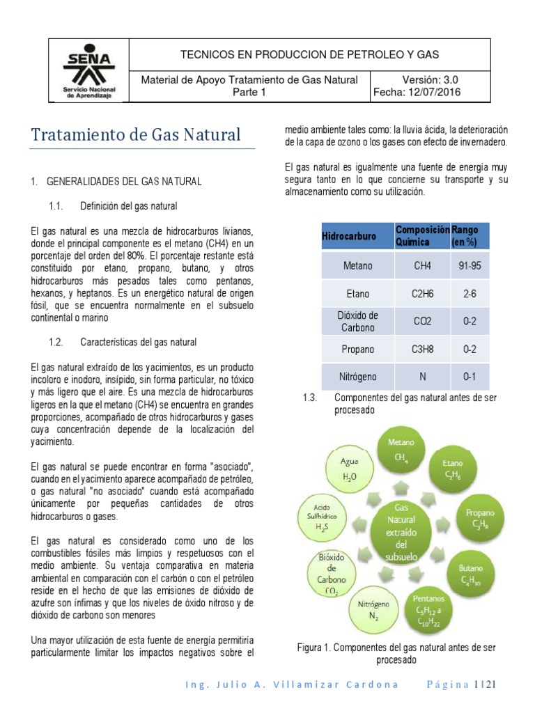 Tratamiento y Definiciones de Gas Natural | PDF | Gas natural ...