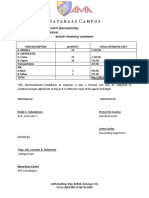 Batangas Campus Acquaintance Party Budget Proposal