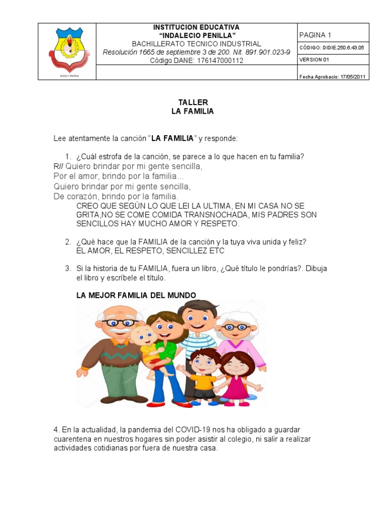 Taller sobre la familia y actividades | PDF | Hogar, jardinería y bricolaje
