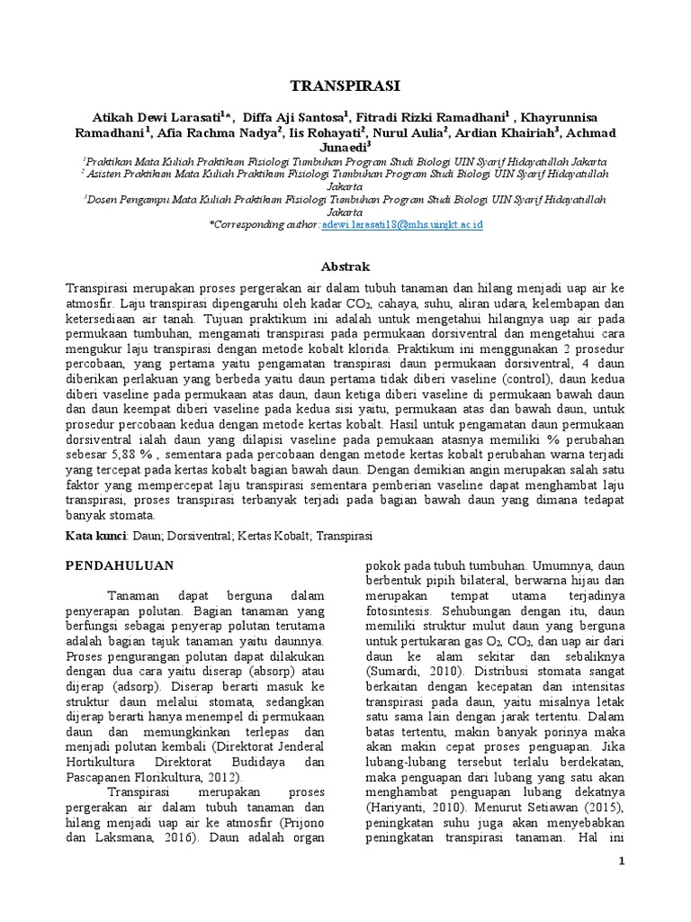 Transpirasi Kel 3 4b1 Pdf
