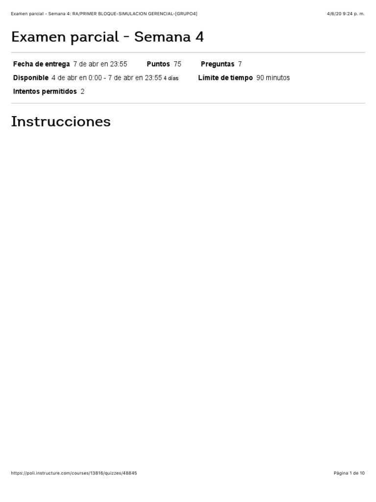 Examen Parcial - Semana 4 - RA - PRIMER BLOQUE-SIMULACION GERENCIAL ...