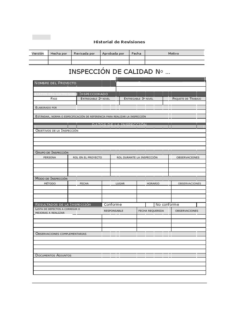 Formato de Inspección de Calidad | PDF