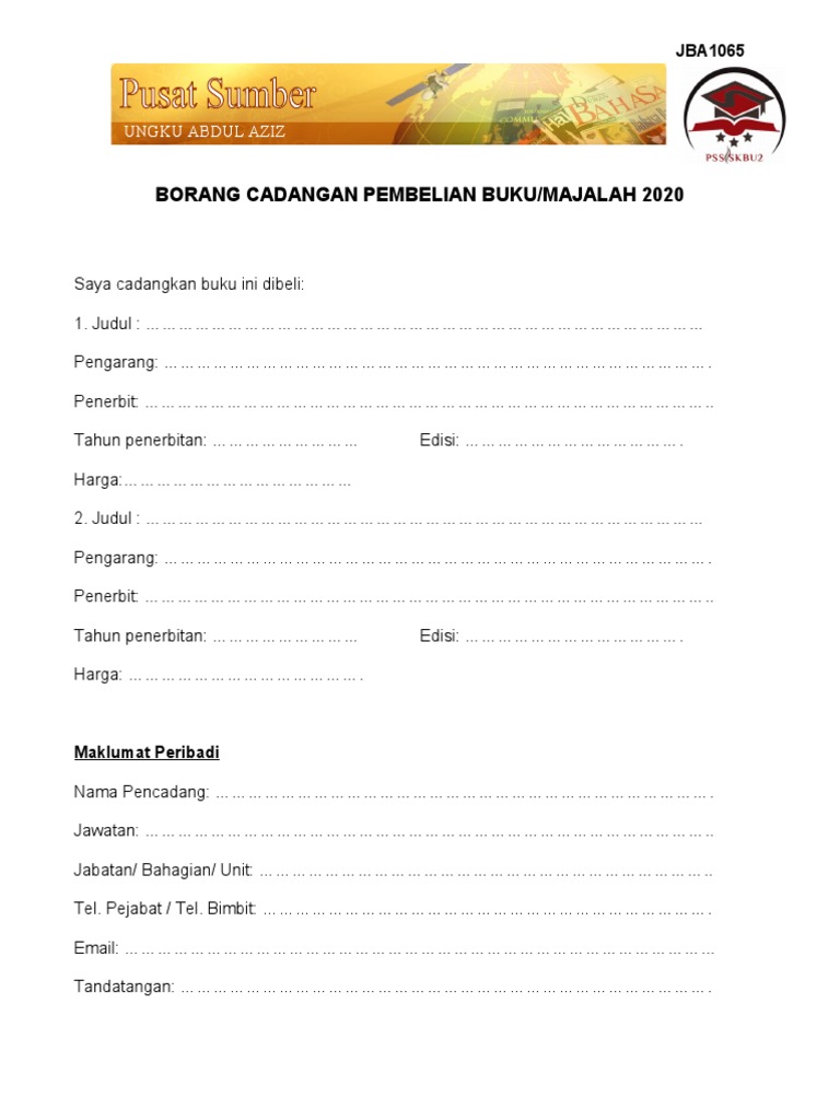 Borang Cadangan Pembelian Buku | PDF
