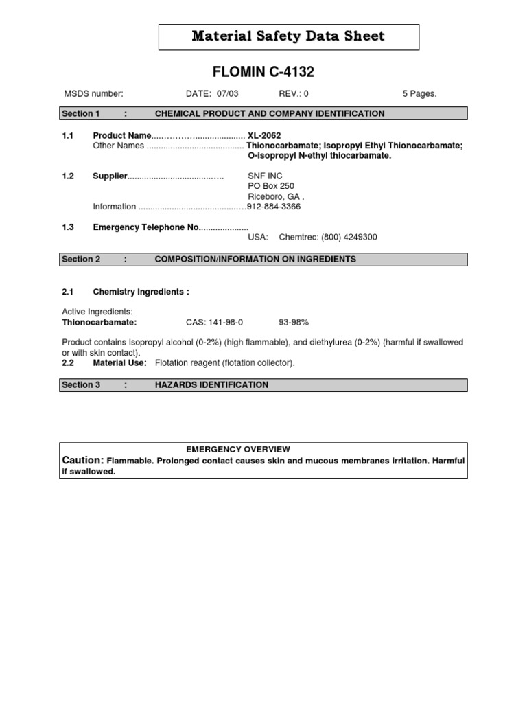Section 1 Identification Safety Data Sheet Simple