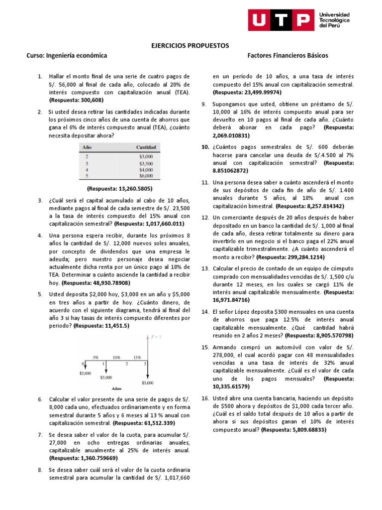 Ejercicios de Ingeniería Económica | PDF | Interés | Tasas de interés