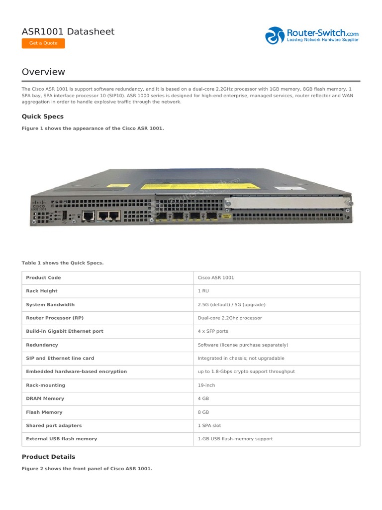 Asr1001 Datasheet PDF | PDF | Computer Mediated Communication | Network  Protocols