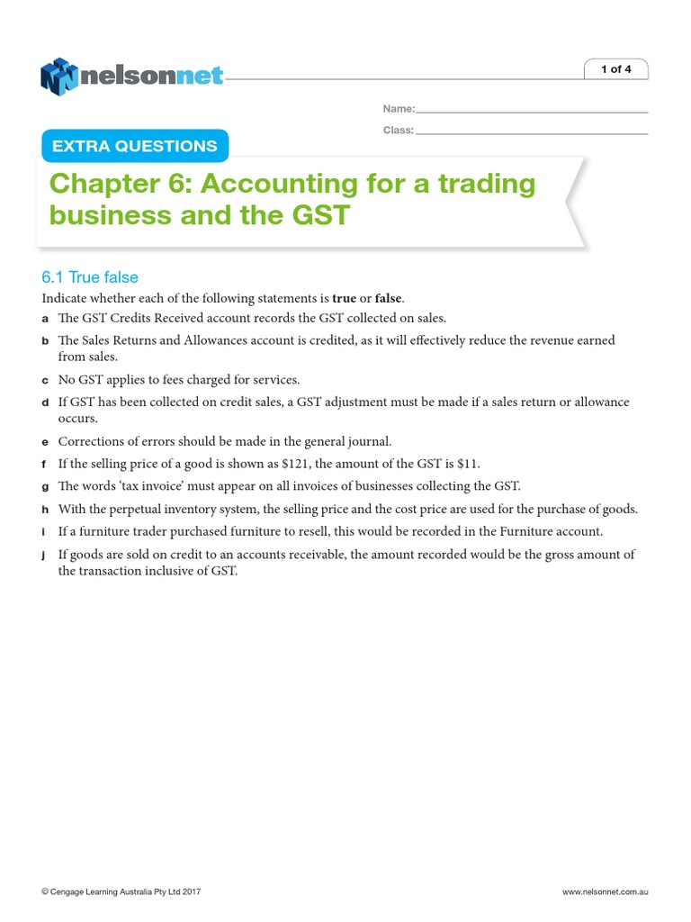 Chapter 6 Extra Activities | PDF | Value Added Tax | Debits And Credits