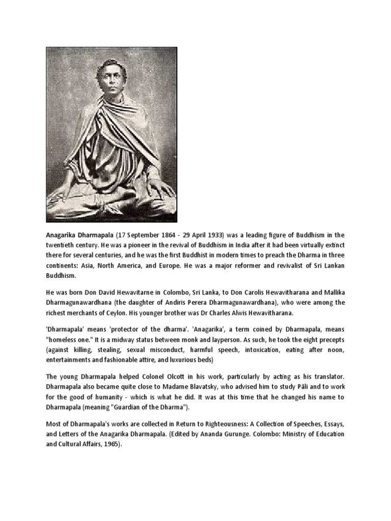 Anagarika dharmapala thuma tamil image