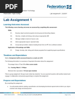 Lab Assignment 1: Learning Outcomes Assessed