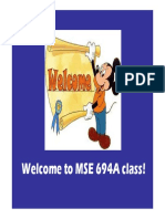 Welcome To MSE 694A Class!
