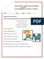 G.D. Goenka Public School, Greater Noida Class Iii English Worksheet (On The Way Home)