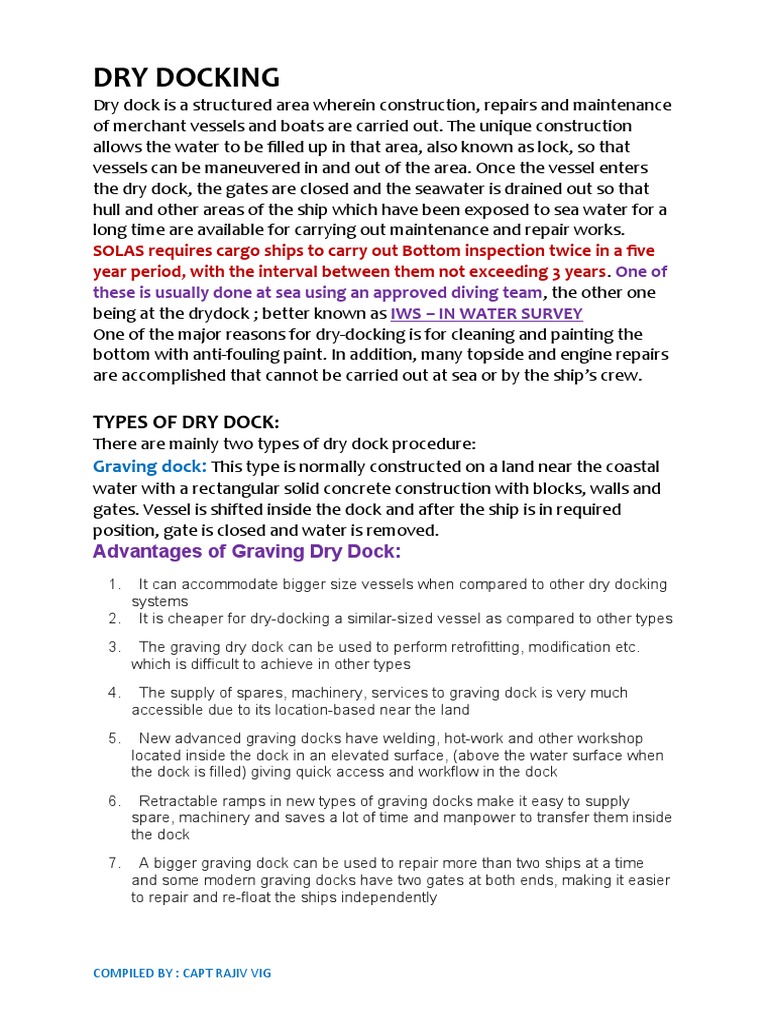 Dry Docking Procedures and Types | PDF | Ships | Watercraft